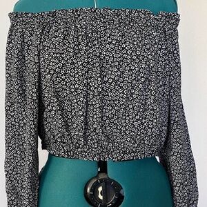 Black and White Floral Blouse